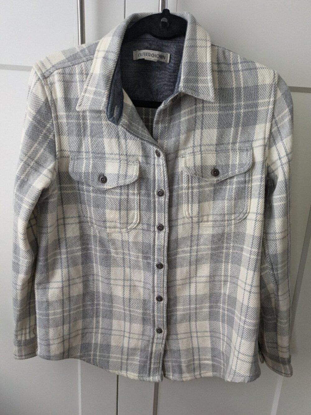 Grey and White Outerknown Flannel Jacket - Size XS/Small